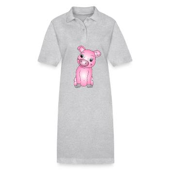 Süßes Schweinchen - Stanley/Stella Frauen Bio-Polokleid PAIGER - Grau meliert - Vorne