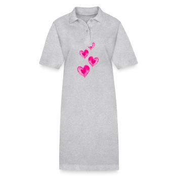 Symbole d'amour coeurs Saint Valentin - Robe polo bio PAIGER Stanley/Stella Femme - gris chiné - Devant