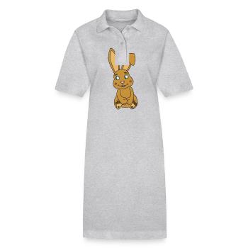 Süßer Hase mit Knickohr - Stanley/Stella Frauen Bio-Polokleid PAIGER - Grau meliert - Vorne