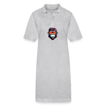 Portrait de tête de singe Cool - Robe polo bio PAIGER Stanley/Stella Femme - gris chiné - Devant