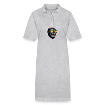 Portrait de tête de singe Cool - Robe polo bio PAIGER Stanley/Stella Femme - gris chiné - Devant