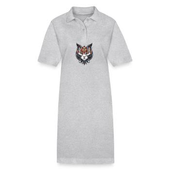 Tête de portrait de chat - Robe polo bio PAIGER Stanley/Stella Femme - gris chiné - Devant