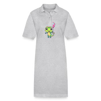 Echse Geburtstag Comic - Stanley/Stella Frauen Bio-Polokleid PAIGER - Grau meliert - Vorne