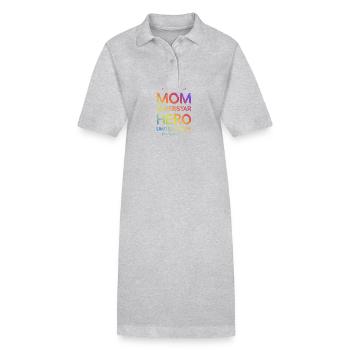 Best Mom Mom Heroine Saying Mom - Stanley/Stella PAIGER Organic Women’s Polo Dress - heather grey - Front