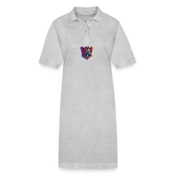 Horse Coat of Arms Portrait Colorful - Stanley/Stella PAIGER Organic Women’s Polo Dress - heather grey - Front