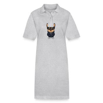 Pinscher Hund Stylisch - Stanley/Stella Frauen Bio-Polokleid PAIGER - Grau meliert - Vorne