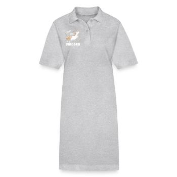 Einhorn Ich bin ein Einhorn - Stanley/Stella Frauen Bio-Polokleid PAIGER - Grau meliert - Vorne