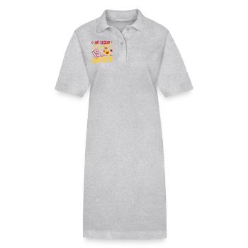 Chicken My Second Language Is Chicken - Stanley/Stella PAIGER Organic Women’s Polo Dress - heather grey - Front