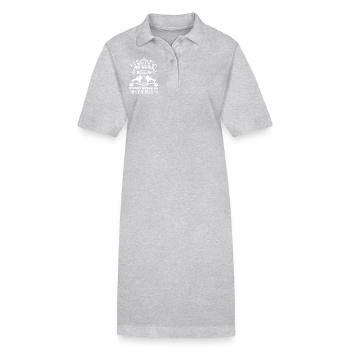 The World Does Revolve Around Newfoundland Dog - Stanley/Stella PAIGER Organic Women’s Polo Dress - heather grey - Front