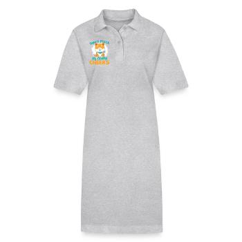 Shiba Inu Don't Pinch My Chubby Cheeks - Stanley/Stella PAIGER Organic Women’s Polo Dress - heather grey - Front