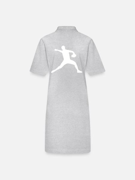 Baseball Batting Ball Pitcher Gift - Stanley/Stella PAIGER Organic Women’s Polo Dress - heather grey - Back