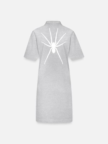 Spinne (Halloween / Gothic / Tattoo / White) - Stanley/Stella Frauen Bio-Polokleid PAIGER - Grau meliert - Hinten