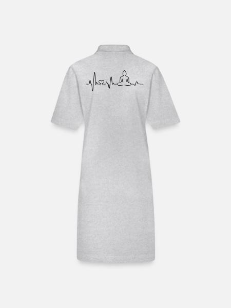 Herzschlag Buddha Buddhismus Buddhist Geschenk - Stanley/Stella Frauen Bio-Polokleid PAIGER - Grau meliert - Hinten