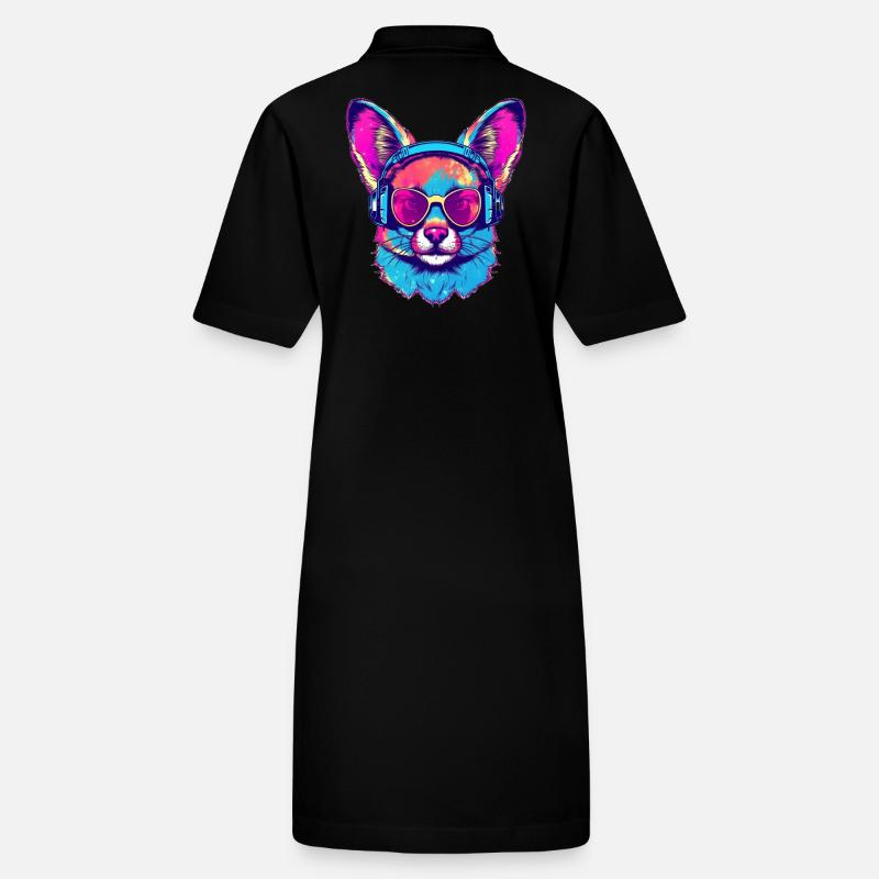 Futuristischer Hund mit Sonnenbrille & Kopfhörern Stanley/Stella Frauen Bio-Polokleid PAIGER