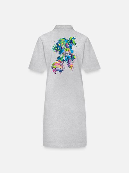 Neon Zombie Streetstyle Bande dessinée Skater Graffiti Look - Robe polo bio PAIGER Stanley/Stella Femme - gris chiné - Dos