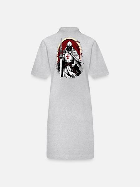 Kreuzritter Ritter mit Rotem Kreuz - Stanley/Stella Frauen Bio-Polokleid PAIGER - Grau meliert - Hinten