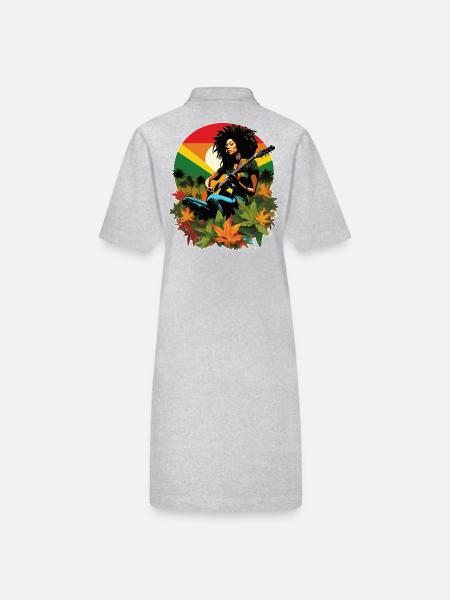 Rastafari Reggae-Gitarrist - Stanley/Stella Frauen Bio-Polokleid PAIGER - Grau meliert - Hinten