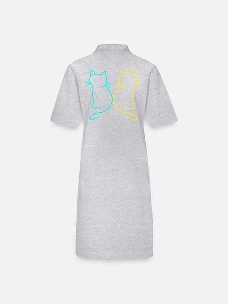 Chat chats Ukraine animaux protection des animaux - Robe polo bio PAIGER Stanley/Stella Femme - gris chiné - Dos