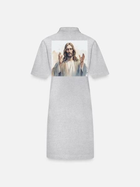 Jésus Dieu Messie - Robe polo bio PAIGER Stanley/Stella Femme - gris chiné - Dos