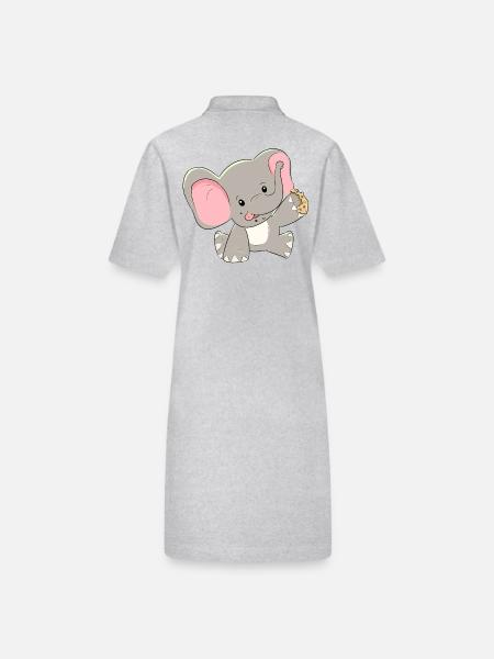 Elefant Elefanten Baby Kinder Zoo Zootiere Kekse - Stanley/Stella Frauen Bio-Polokleid PAIGER - Grau meliert - Hinten