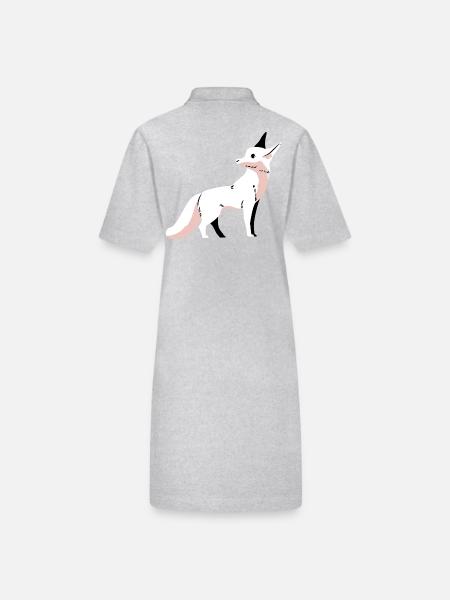 Wildtiere Fuchs Füchse Kinder Arktis Schnee Zoo - Stanley/Stella Frauen Bio-Polokleid PAIGER - Grau meliert - Hinten