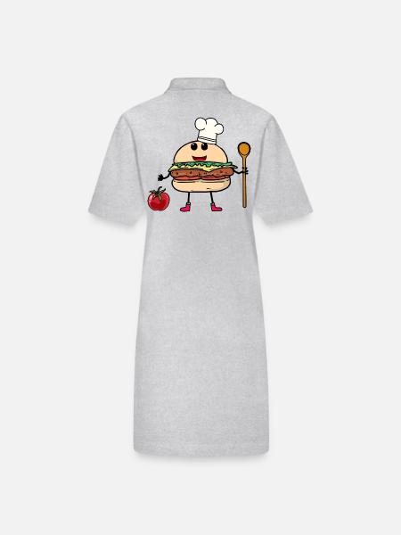 Fast Food Burger Kochkunst Hobbykoch Gastgeber - Stanley/Stella Frauen Bio-Polokleid PAIGER - Grau meliert - Hinten