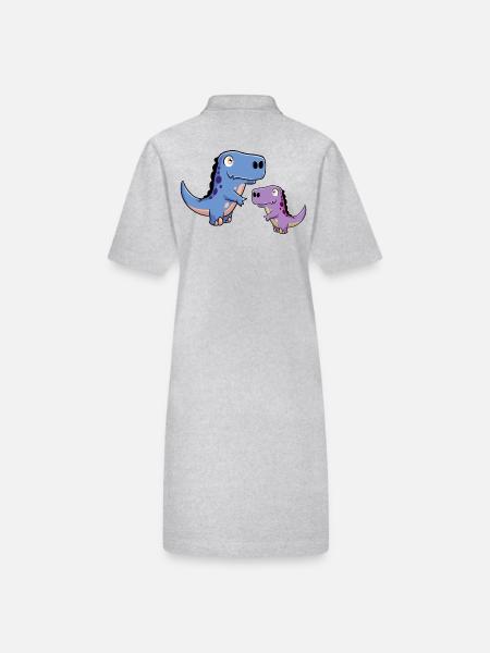 Dinosaurus Dino Time Stone Age Children Baby Child - Stanley/Stella PAIGER Organic Women’s Polo Dress - heather grey - Back