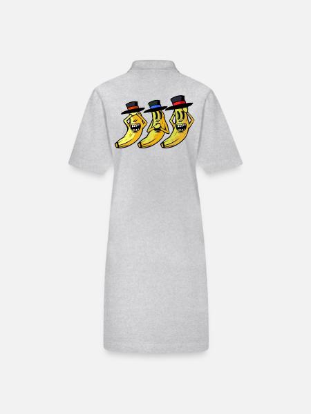 Banane lustig witzig spaßig Bananen Obst Frucht - Stanley/Stella Frauen Bio-Polokleid PAIGER - Grau meliert - Hinten