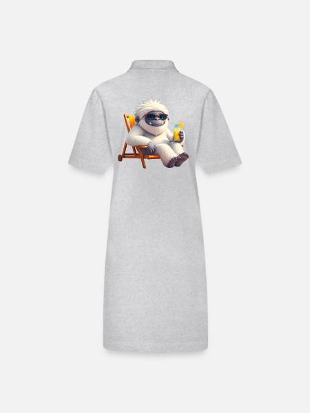 Yeti Monster dans une chaise longue - Robe polo bio PAIGER Stanley/Stella Femme - gris chiné - Dos