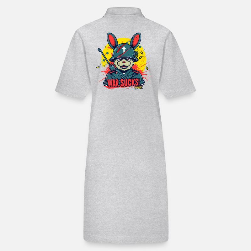 Bunny Rabbit Soldier, War is Crap Stanley/Stella PAIGER Organic Women’s Polo Dress