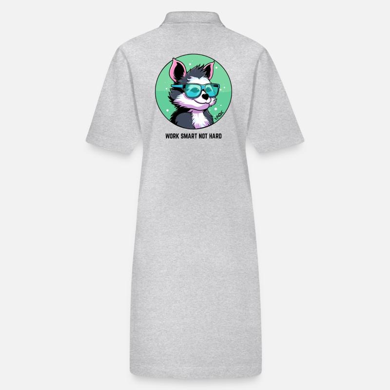 Work smart, not hard: Smart dog with glasses Stanley/Stella PAIGER Organic Women’s Polo Dress