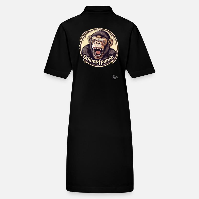 Schimpfpanse: Der schimpfende Affe Schimpanse Stanley/Stella Frauen Bio-Polokleid PAIGER