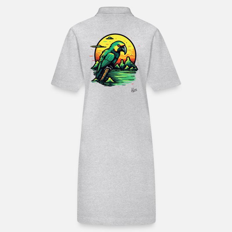 Coucher de soleil et perroquet vert Robe polo bio PAIGER Stanley/Stella Femme