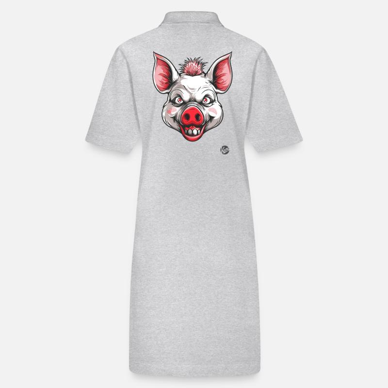 Weißes gruseliges Psycho-Horror-Schwein Stanley/Stella Frauen Bio-Polokleid PAIGER