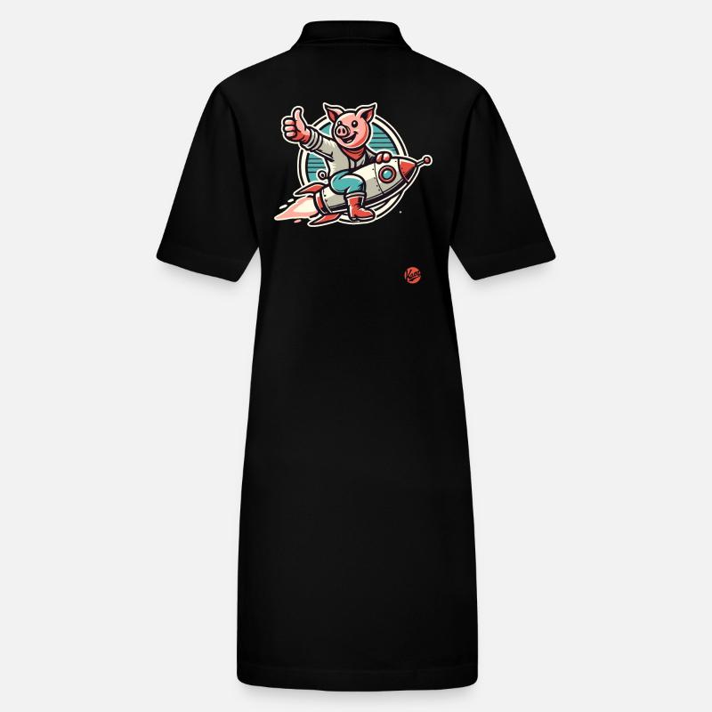 Pouce levé, un cochon sur une fusée Robe polo bio PAIGER Stanley/Stella Femme