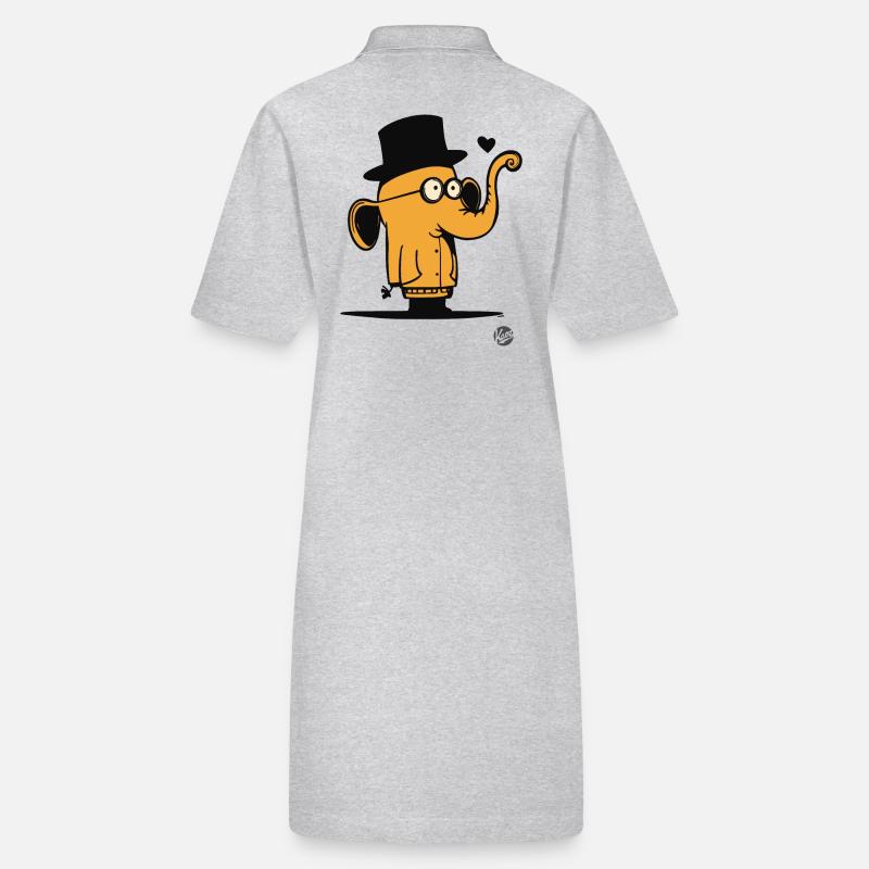 Cute Orange Cartoon Elephant Design Stanley/Stella PAIGER Organic Women’s Polo Dress