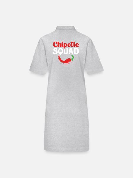Chipotle Chilli Jalapeno Scharf Chili Chilischote - Stanley/Stella Frauen Bio-Polokleid PAIGER - Grau meliert - Hinten