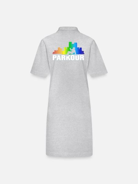 freerunning parkour walljump - Stanley/Stella Frauen Bio-Polokleid PAIGER - Grau meliert - Hinten