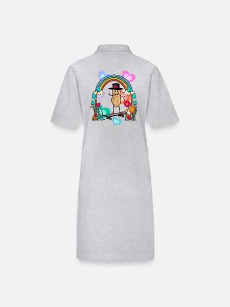 Erdnuss Erdnüsse Regenbogen Herzen Geburtstag - Stanley/Stella Frauen Bio-Polokleid PAIGER - Grau meliert - Hinten