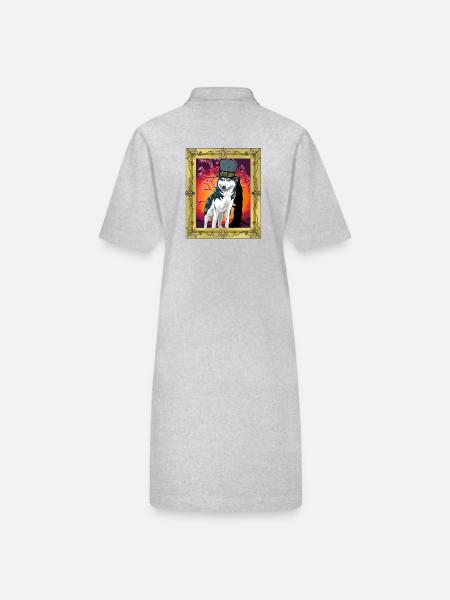 Mittelalter Wehrwolf Werhrwölfe Wolf Wölfe - Stanley/Stella Frauen Bio-Polokleid PAIGER - Grau meliert - Hinten