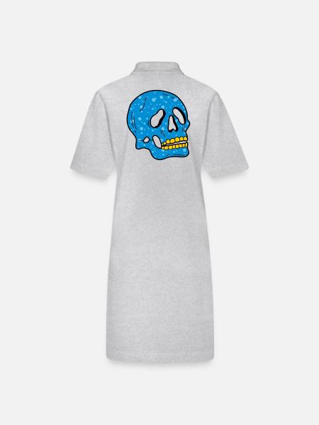 Blaue Blasen Totenkopf - Stanley/Stella Frauen Bio-Polokleid PAIGER - Grau meliert - Hinten