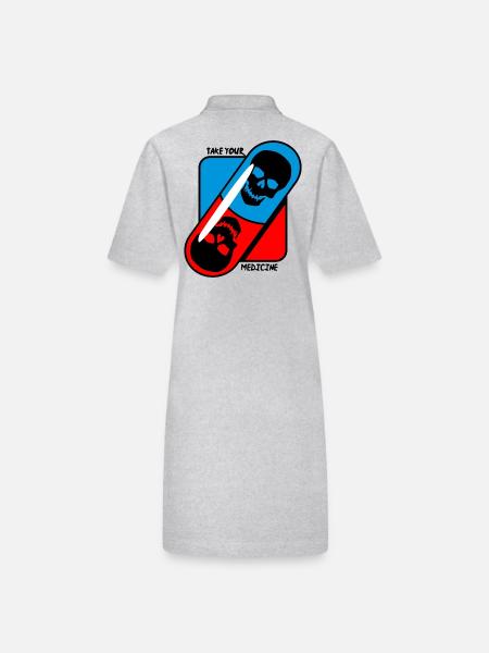 Prenez - votre - médicament - crâne - Robe polo bio PAIGER Stanley/Stella Femme - gris chiné - Dos