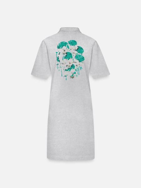 a wall of green skulls - Stanley/Stella PAIGER Organic Women’s Polo Dress - heather grey - Back