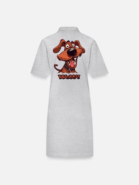 Wau Wow Chien de dessin animé drôle - Robe polo bio PAIGER Stanley/Stella Femme - gris chiné - Dos