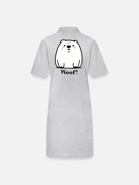 Wuff: Cartoon Hund - Stanley/Stella Frauen Bio-Polokleid PAIGER - Grau meliert - Hinten