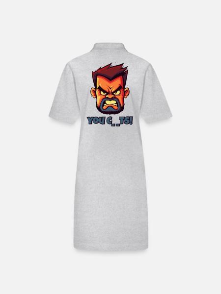 Angry Face Butcher Funny Insult - Stanley/Stella PAIGER Organic Women’s Polo Dress - heather grey - Back