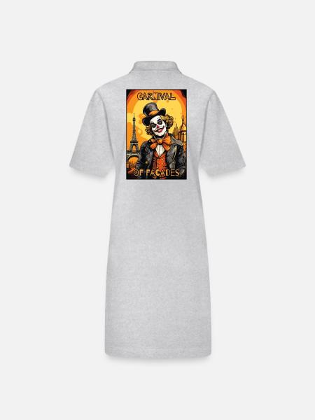Carnaval des mascarades : un clown à Paris - Robe polo bio PAIGER Stanley/Stella Femme - gris chiné - Dos