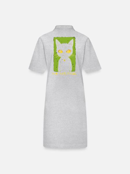Je déteste ça ici - le chat de mauvaise humeur - Robe polo bio PAIGER Stanley/Stella Femme - gris chiné - Dos