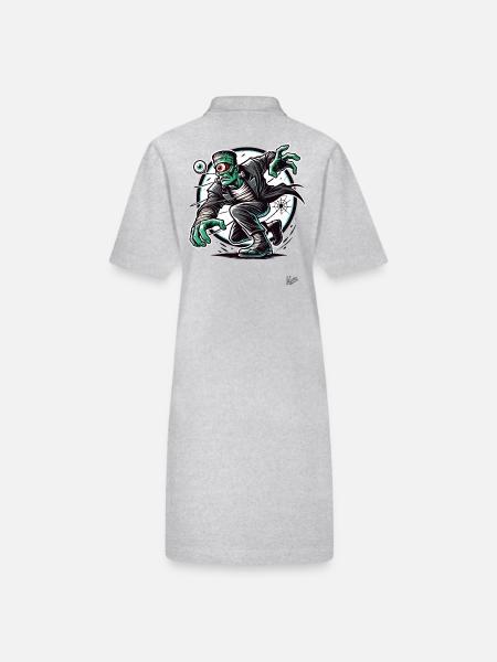 Le Cyclope Vert Monstre Zombie Mort-vivant - Robe polo bio PAIGER Stanley/Stella Femme - gris chiné - Dos