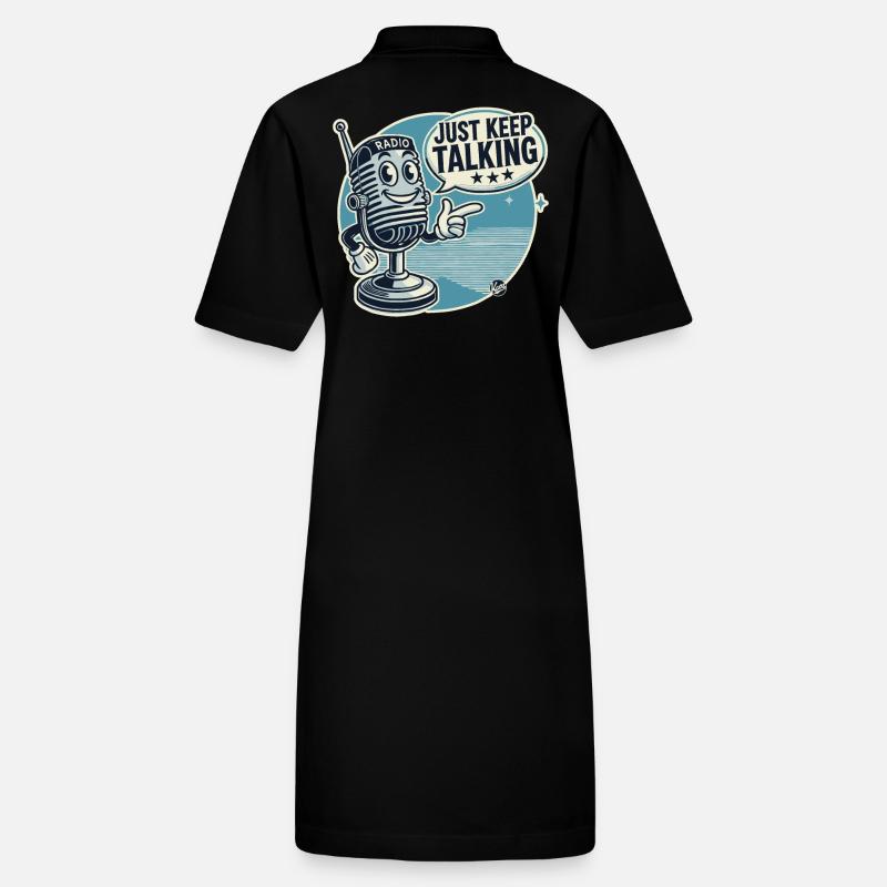 Vintage Cartoon Mikrofon, Reden Sie einfach weiter Stanley/Stella Frauen Bio-Polokleid PAIGER